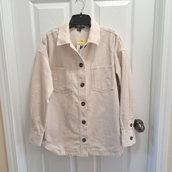 Matty M Corduroy Shirt Jacket Women's Small Cream Button Up Jacket NWT - Picture 4 of 16